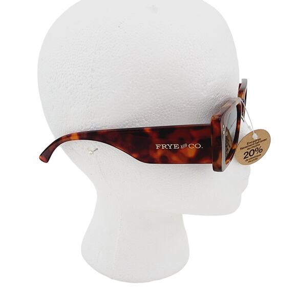 Frye Brown Tortoise Shell Print Brown Retro Rounded Rectangle Sunglasses 100% UV - Picture 3 of 8
